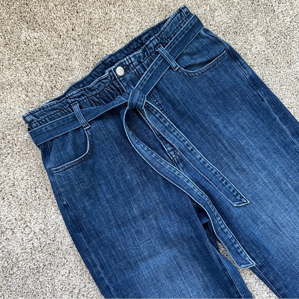 J. Crew High Rise Dark Blue Jeans with Tie Belt